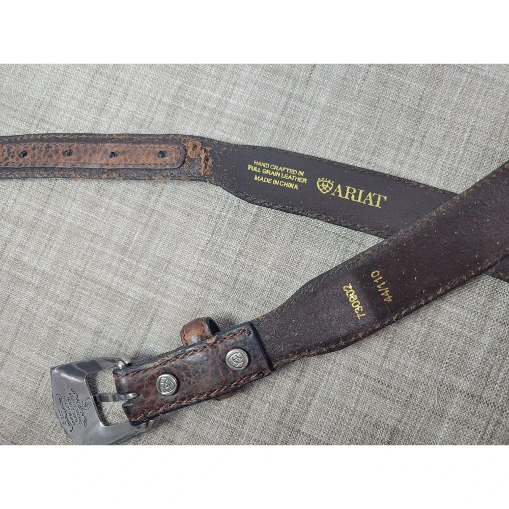 Ariat Mens Brown Full Grain Leather Western Belt 44 Limited Edition Buckle 2007